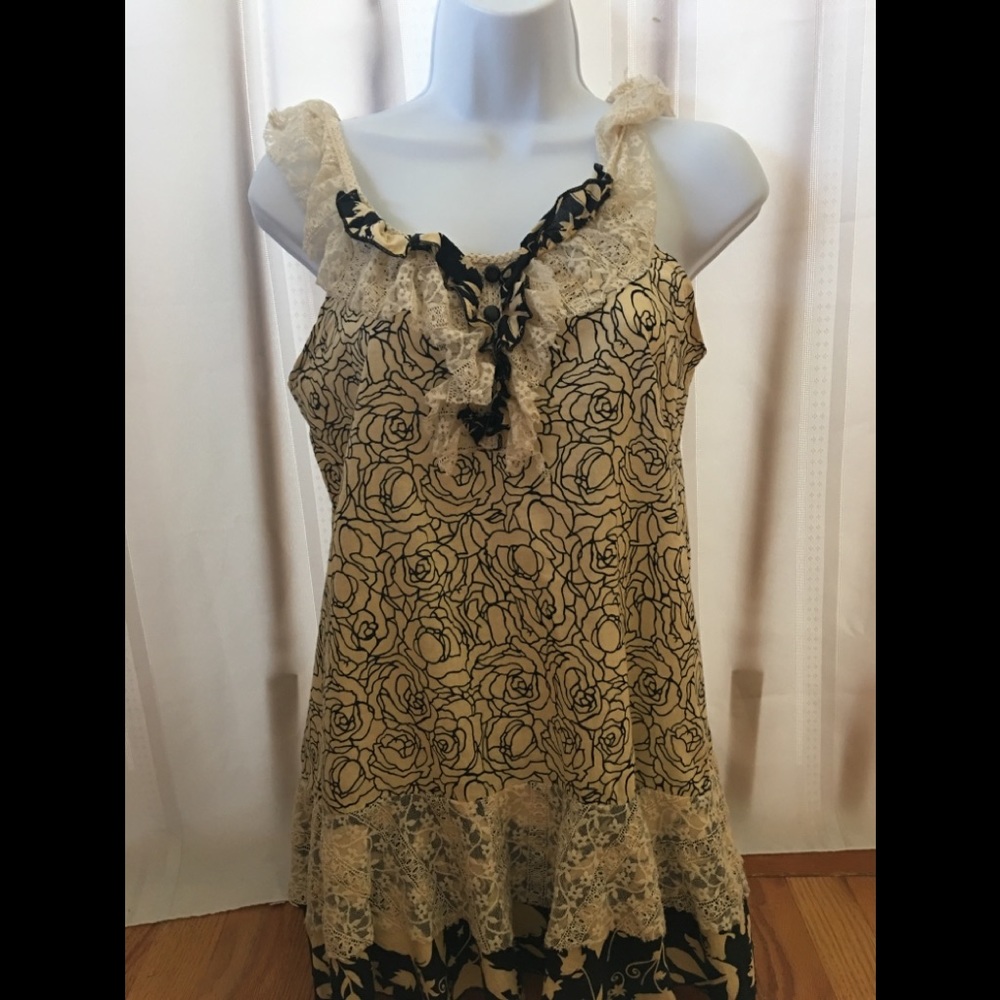 hazel lace ruffle tunic tank bohoe top.